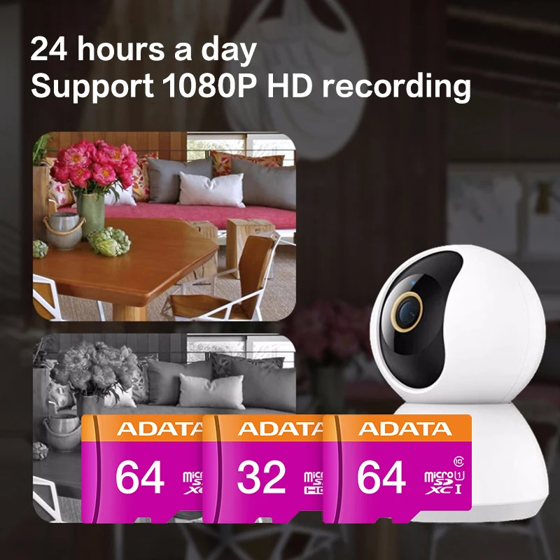 Карта памяти ADATA TF(MicroSD), широко совместимая с TF фиолетовой картой с скоростью чтения до 80 Мб/с, оригинальная карта Micro SD