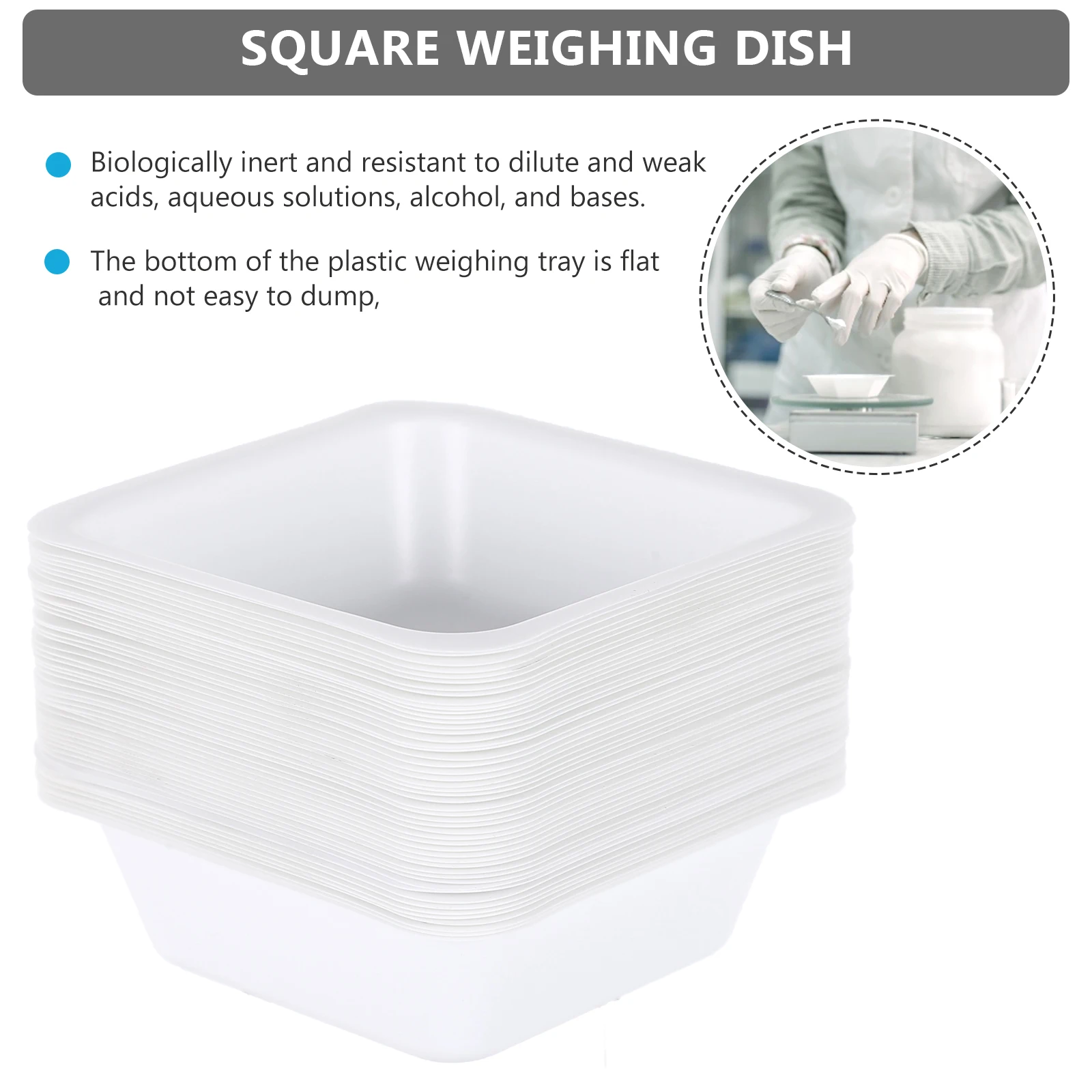 

50 Pcs Weighing Dish Clear Tray for Scale Lab Supplies Boats Anti-static Plastic Dishes Weight Pan White Plate