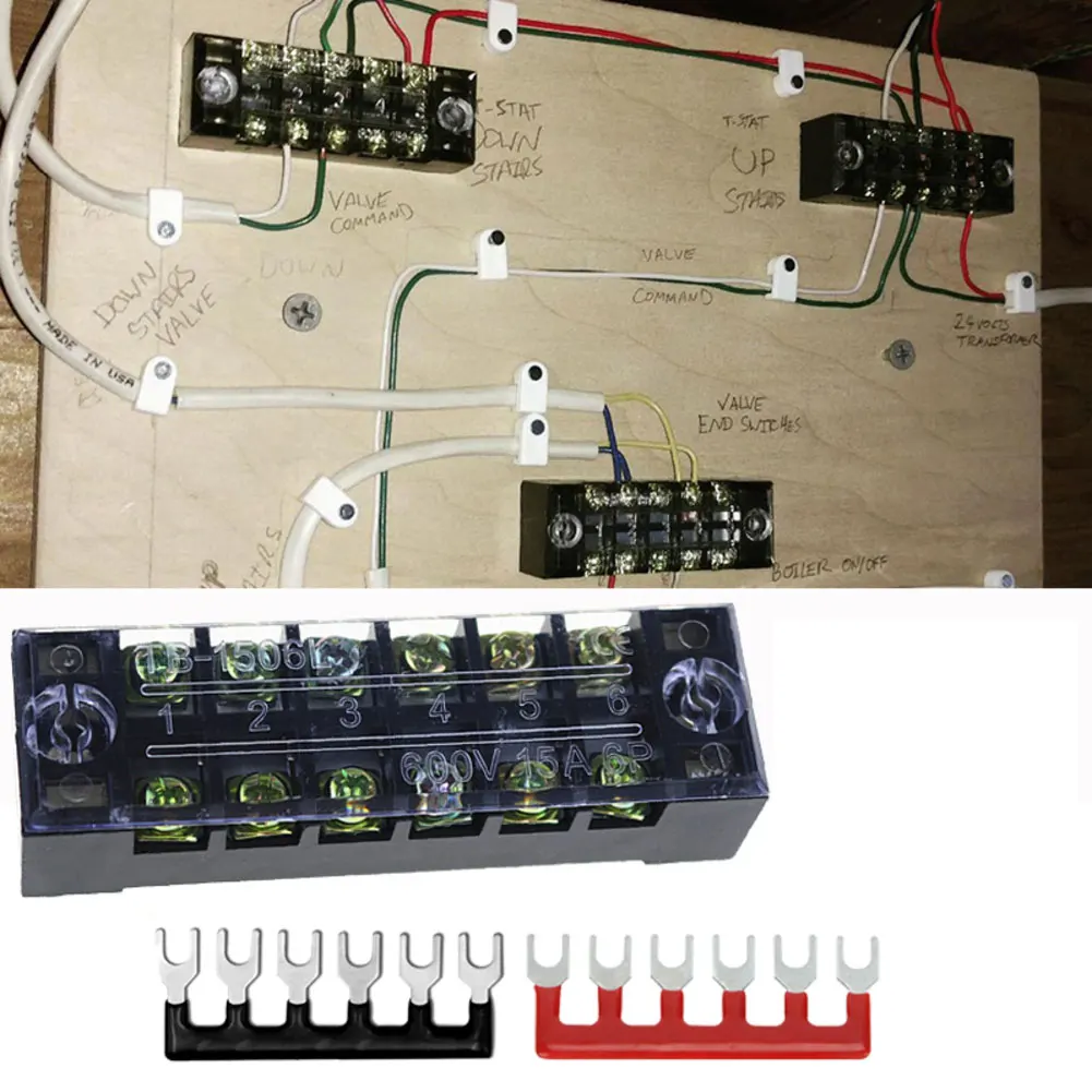 

6pcs Insulated Double-Row Terminal Block ​15A For 4, 5, And 6 Position Connections, Catering To Diverse Wiring Needs Terminals