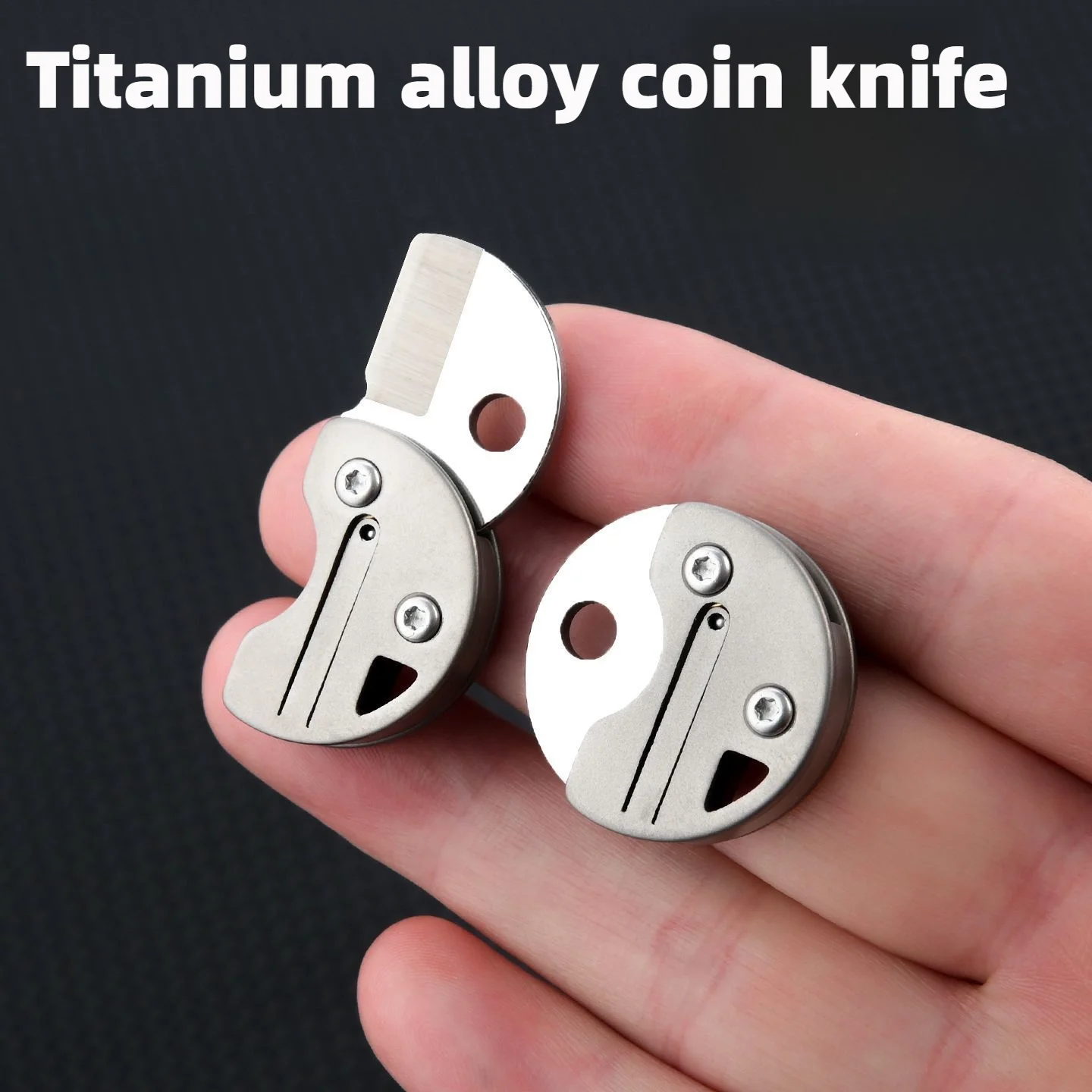 EDC Titanium Alloy Coin Mini Knife for Portable Disassembly Express Delivery Keychain Pendant Keychain Unboxing Folding Tool