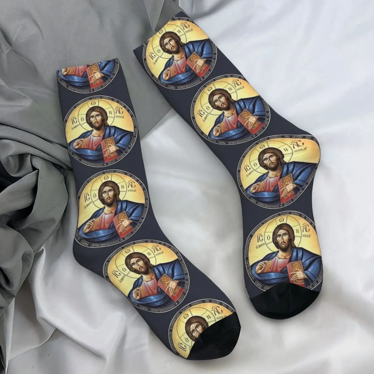 Christ Pantocrator Orthodox Icon Socks Korean Stockings Spring Anti-Slip Women Men Socks High Quality Graphic Skateboard Socks