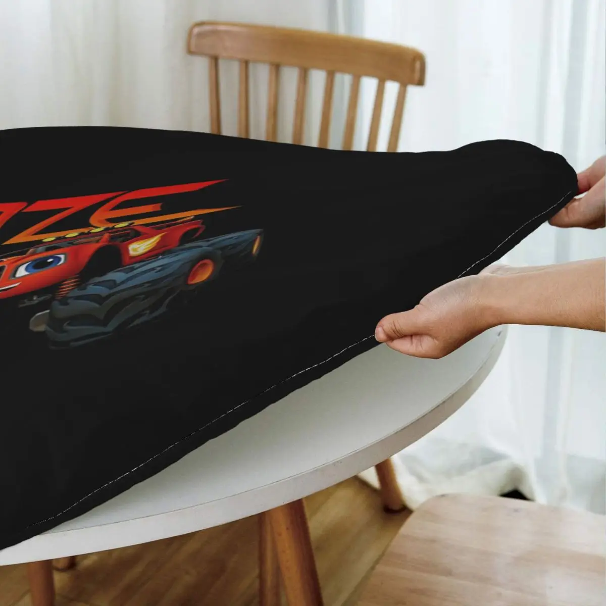 Blaze And The Monster Machines Waterproof Round Tablecloth Oilproof Table Cloth for Kitchen Events Dining Table Cover