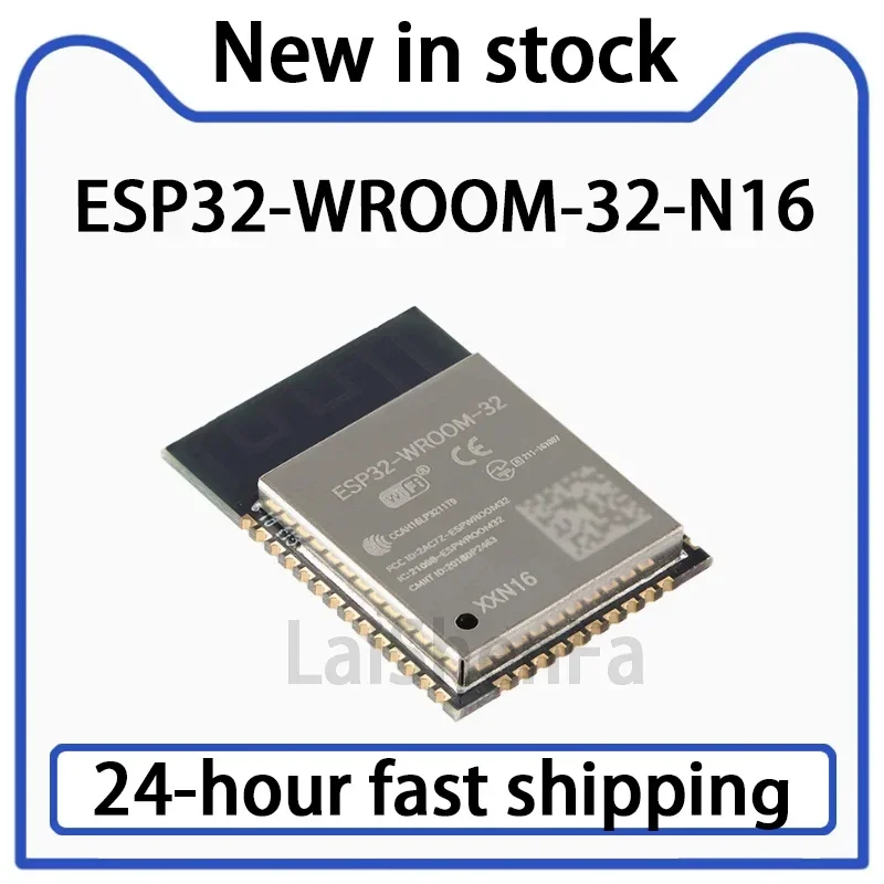 1PCS ESP32-WROOM-32-N16 Wi Fi+Bluetooth Dual-mode 16MB 32-bit Dual Core MCU Module Stock