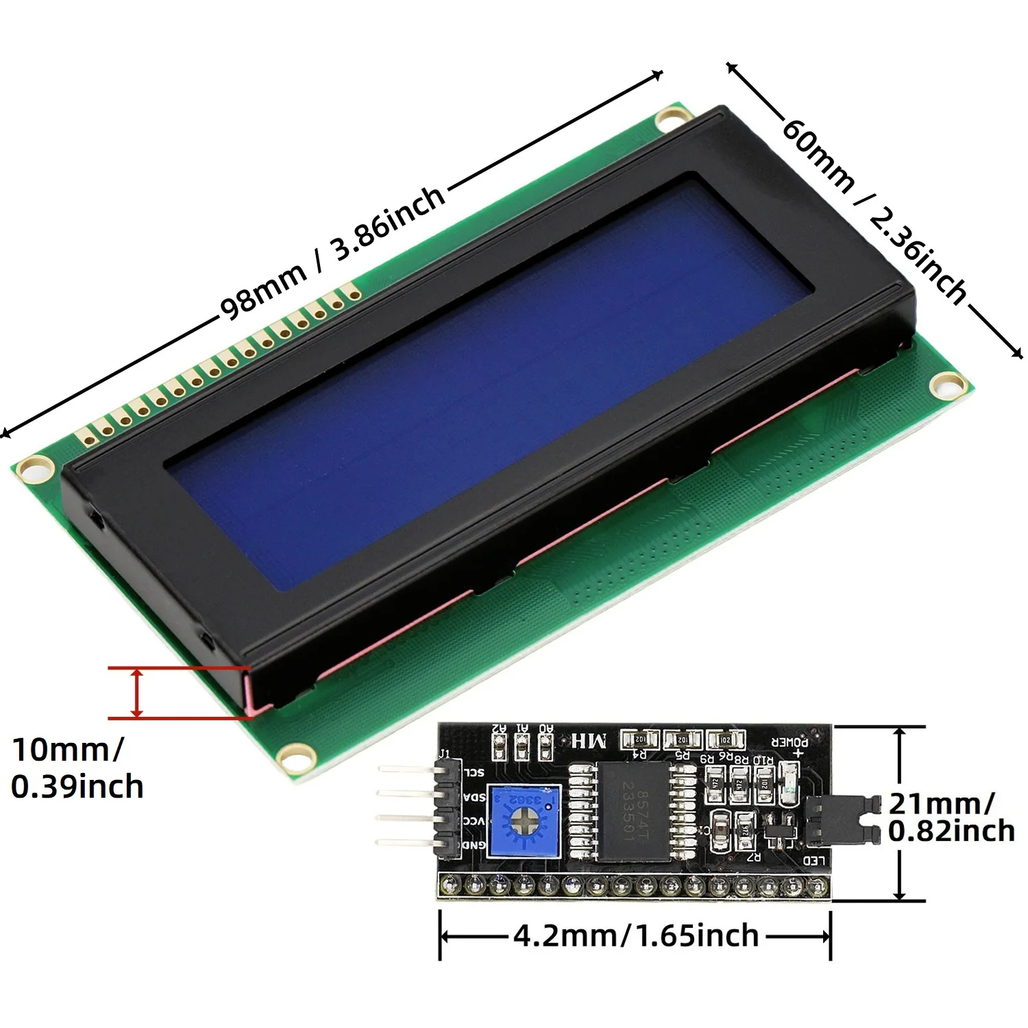 Imagem -04 - Módulo de Exibição Lcd para Arduino Adaptador de Interface Serial Tela Azul ou Verde Caractere 20x4 Lcd2004 Hd44780 2004a Iic I2c