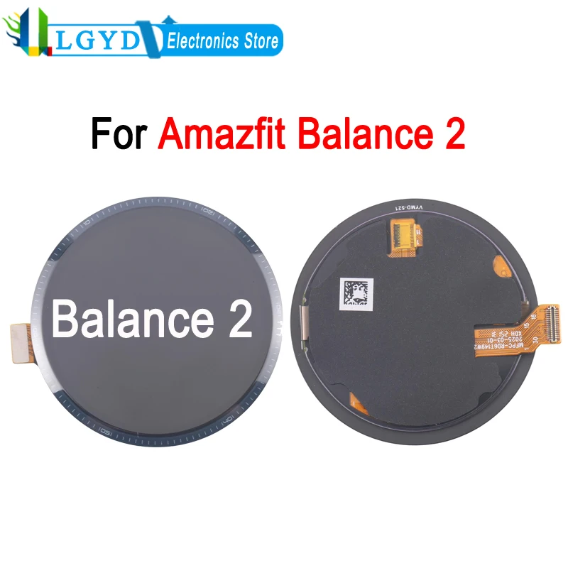 Tela amoled de vidro safira original para Amazfit Balance 2 / Balance2 2025 smartwatch display touch screen peça de substituição
