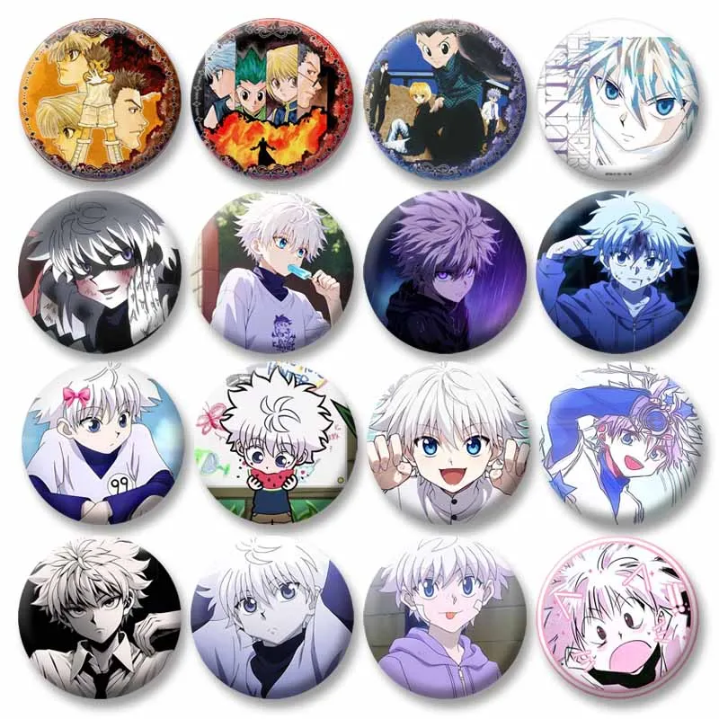 Hunter X Hunter Killua Zoldyck Enamel Pin Anime Figure Soft Button Pins Cartoon Round Brooch on Backpack Clothes Accessories