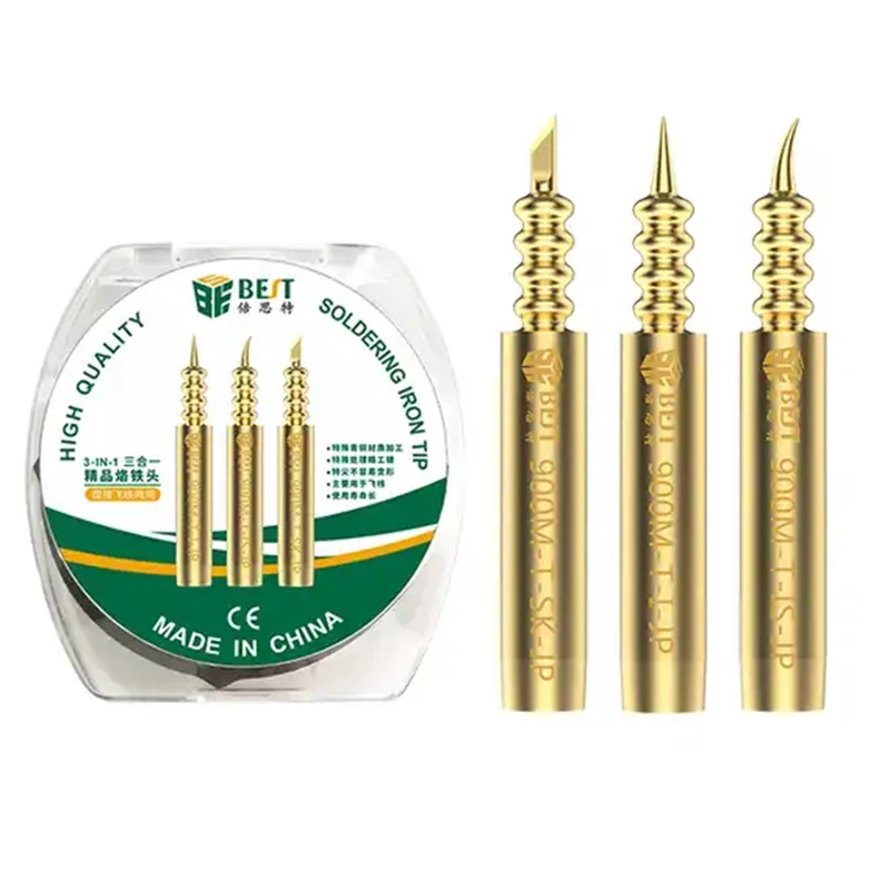 

BST-900M-T-JP 3 in 1 Pagoda Type Soldering Iron Head Welding/Fly Line Special Elbow/Tip/Small Knife Head/Soldering Iron Nozzle