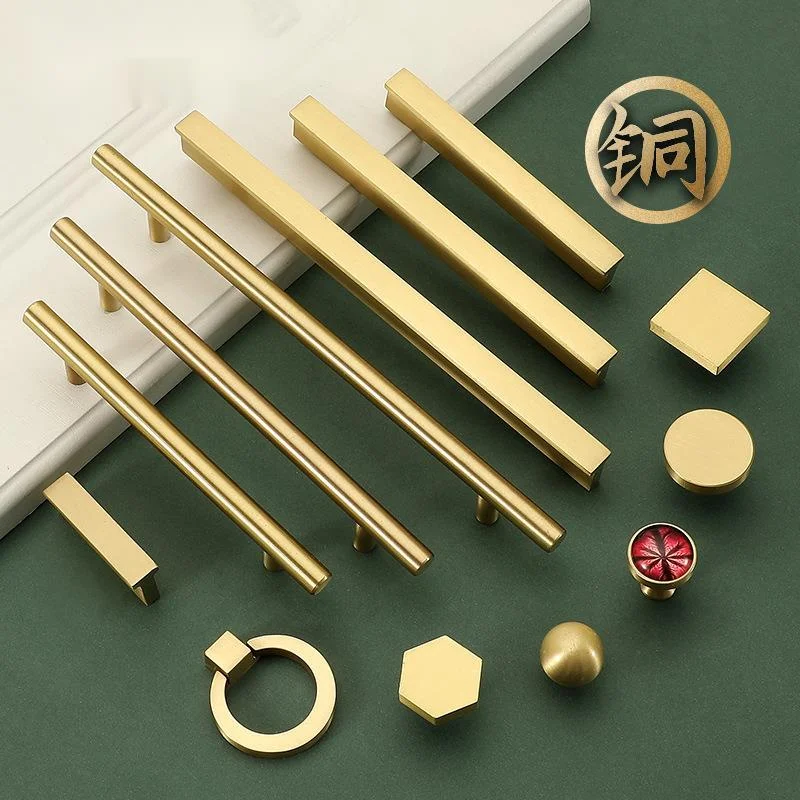 Chinese style pure copper modern Cupboard Handle Brass wardrobe extended door handle cupboard door hardware drawer single hole