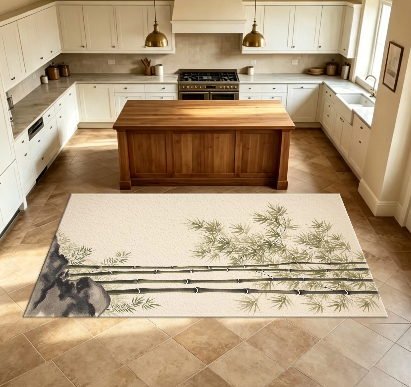 Modern Chinese Ink Painting Bamboo Art Carpet Floor Decoration Rug, Suitable for Living Room Bedroom