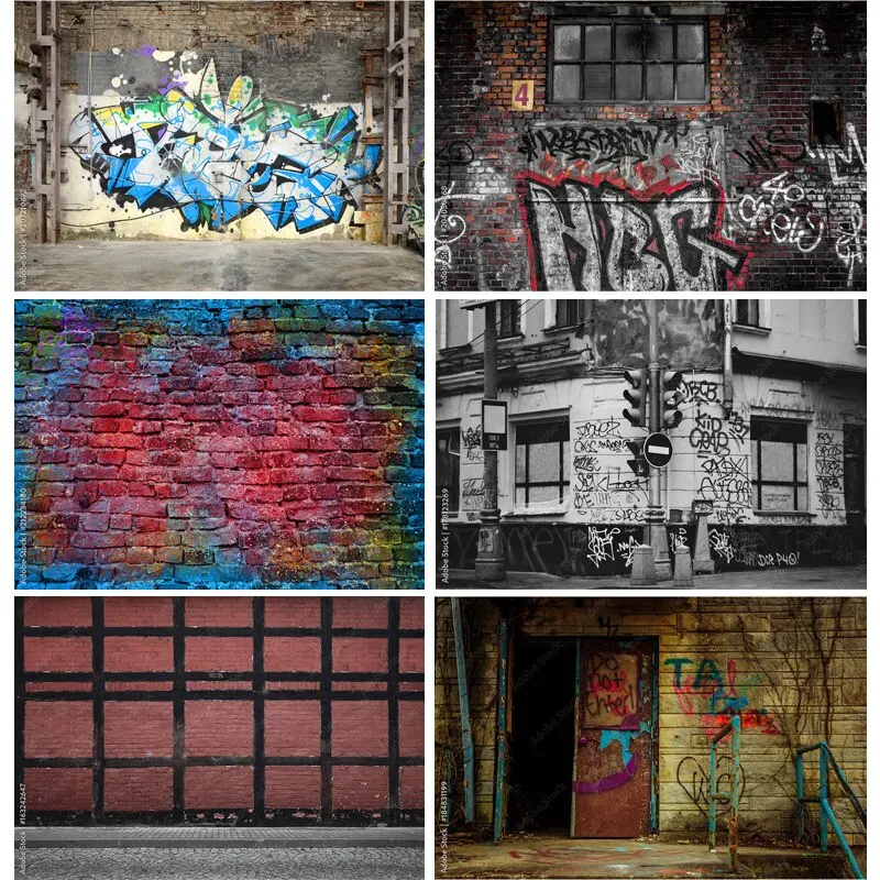 

SHUOZHIKE Thin Cloth Graffiti Photography Backdrops Studio Props Vintage Brick Wall Photo Photography Background SKT-01