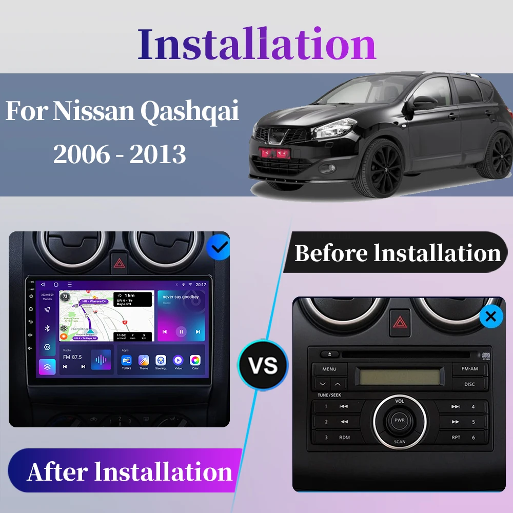 For Nissan Qashqai J10 2006 - 2013 Carplay Android Car Radio Multimedia Video Player Navigation GPS Touch Screen Auto Stereo