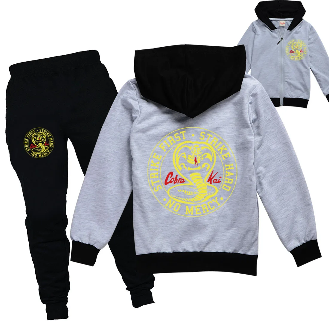 2021 Spring New Cobra Kai Hoodie Suit Cotton Kids Jacket And Pant Two-piece Children Clothing Set 2-16Years Girl Boys Clothes