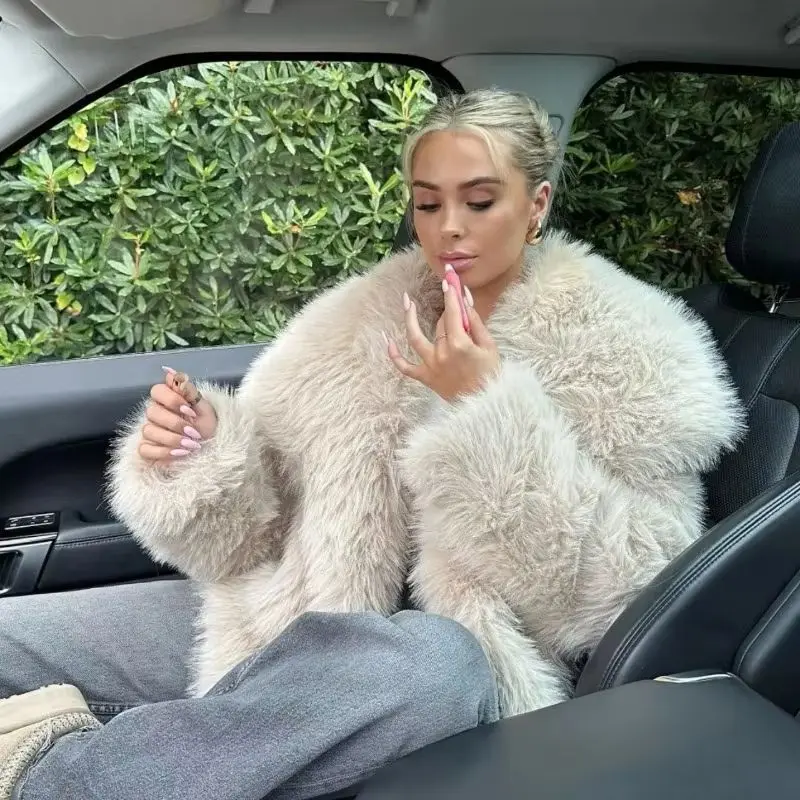 

New Trendy European and American Fur Coat Autumn/Winter Imitation Fur Coat Women's Big Collar Imitation Fox Fur Coat