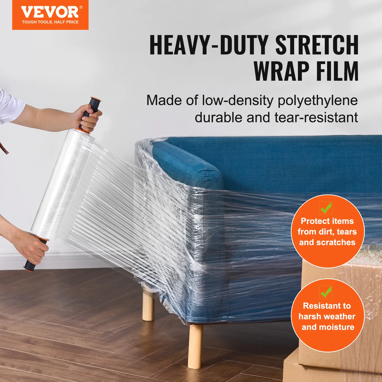 Imagem -02 - Vevor-clear Shrink Film Roll Stretch Wrap com Alças Adequado para Embalagem de Paletes Envio em Movimento 15 in Packs Packs Packs Packs