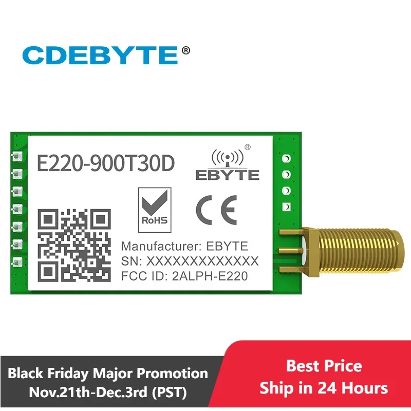 LoRa 868MHz 915MHz LLCC68 Wireless Module 30dBm Long Range10km RSSI CDEBYTE E220-900T30D SMA-K UART Transmitter Receiver SEMTECH