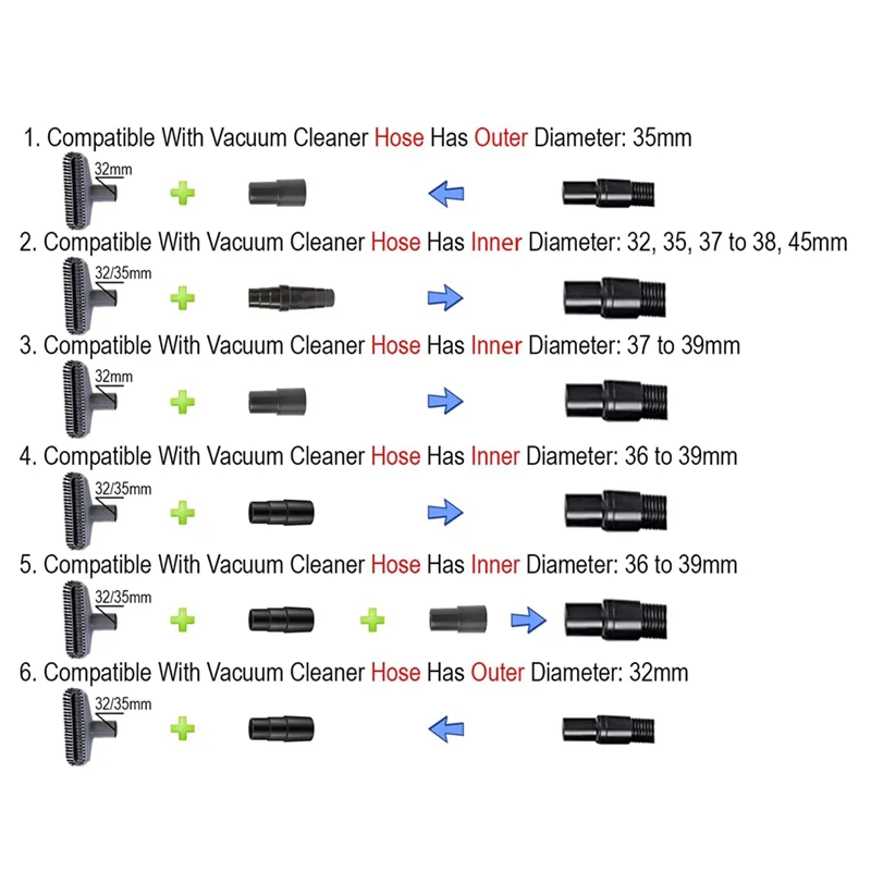 Kit adattatore universale per tubo flessibile per vuoto da 1 1/2 di pollice a 1 1/4 di pollice da 1 adattatore per porta tubo antipolvere da 3/8 di pollice a 1 1/4 di pollice