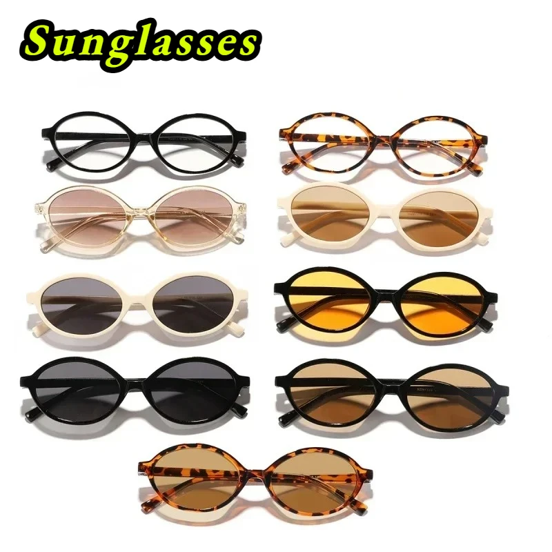 

Fashion Retro Oval Frame Sunglasses Trendy Street Photography Glasses Outdoor Sun Protection and UV-Blocking Eyewear UV400
