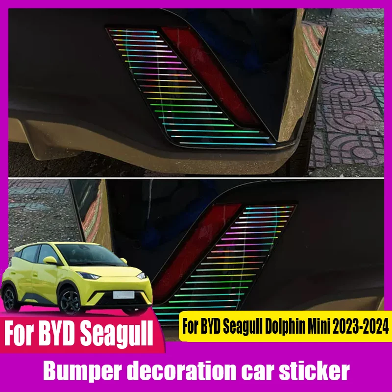 For BYD Seagull Dolphin Mini 2023 2024 Automobile Rear bumper decoration reflective sticker for car rear modification