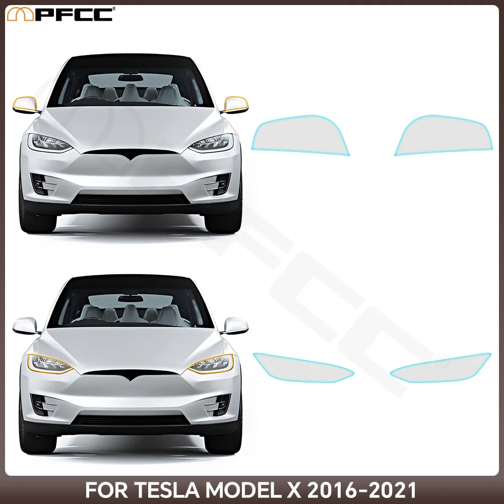 

For Tesla Model X 2016-2021 Headlight Film Car Rear Mirror Pre-Cut Paint Protection Film Clear TPU PPF Accessories Transparent
