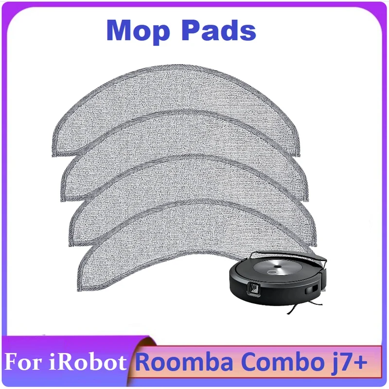 Almohadillas de mopa para Irobot Roomba Combo J7 +, accesorios de microfibra para Robot aspirador, paño de fregado lavable y reutilizable, 4 piezas