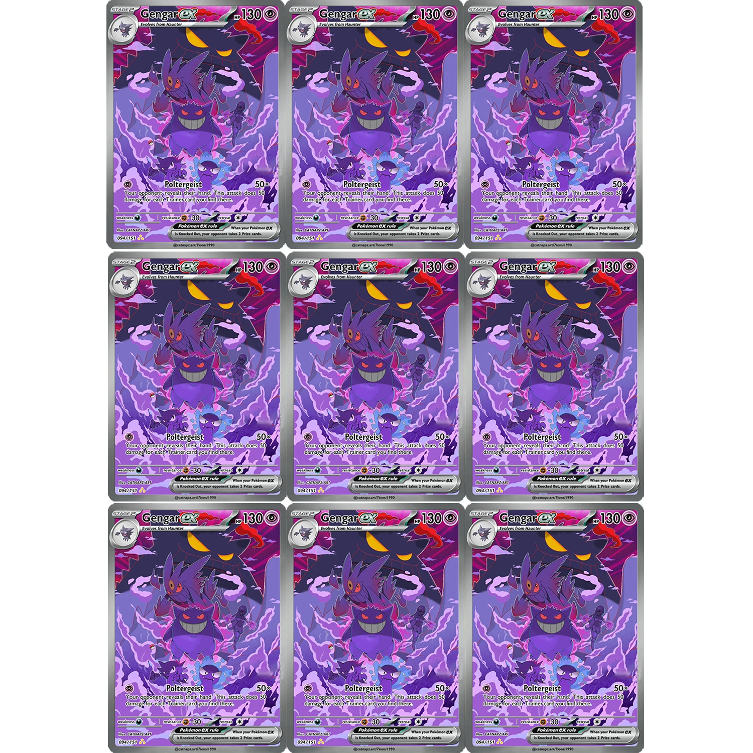 PKM PTCG Gengar Ex Card Evolutions Hobby Collection Cards Diy Custom Card with Foil Etched Textures Well Suited for Collecting - view 3