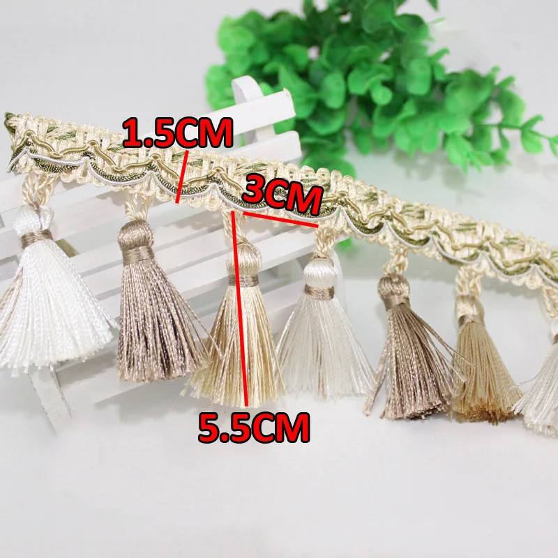 1Yard(91CM) Golden Fringes Trim 7CM Luxury Embroidery Tassel Lace Ribbon Sewing Garment Shoes Bag Tassels for Lamp Curtains