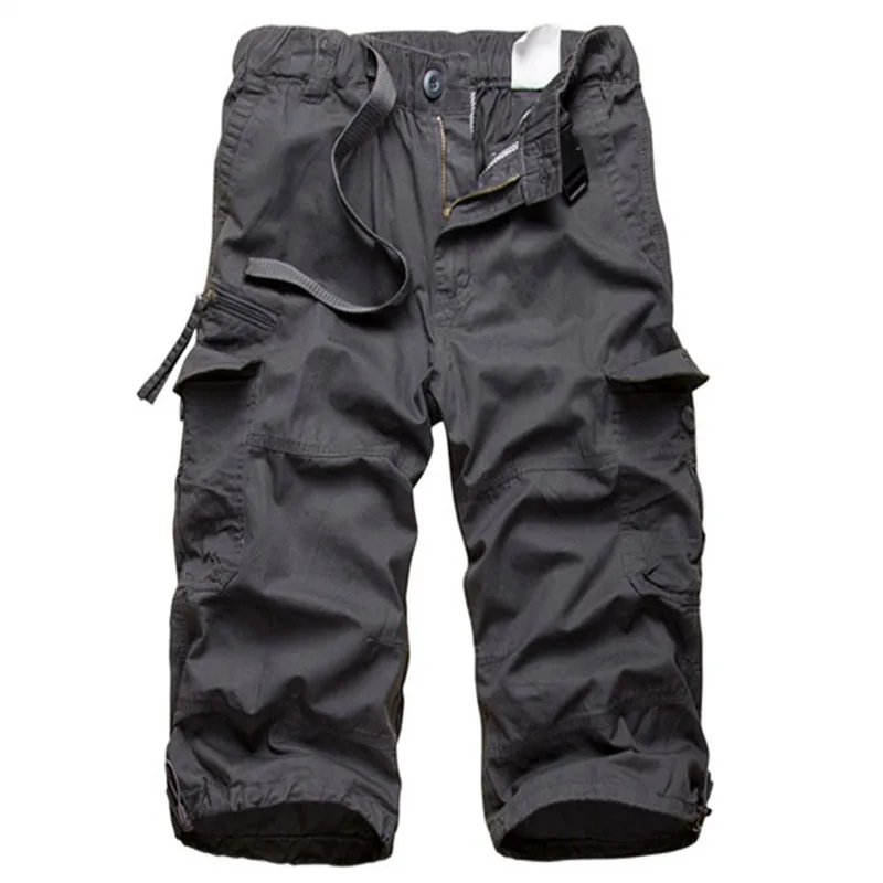 Summer Mens Cargo Pants Calf Length Pants Fashion Joggers Men Sweatpants Men Short Trousers Causal Cargo Shorts Man With Belt