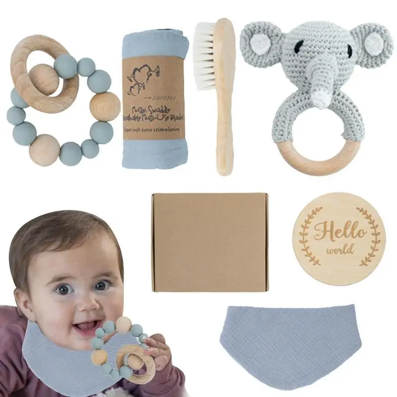 Bebê mastigar brinquedos 6x animal crochê chocalho quebra-cabeça brinquedo bebê dentição brinquedos educativos aprendizagem brinquedos de desenvolvimento para bebê menino e