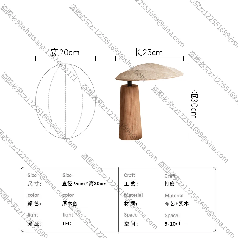 Suitable ForWabi-sabi Wind TableLamp Simple Solid Wood Bedroom Bedside DeskLamp Japanese Log Homestay TeaTable Fabric Decorative