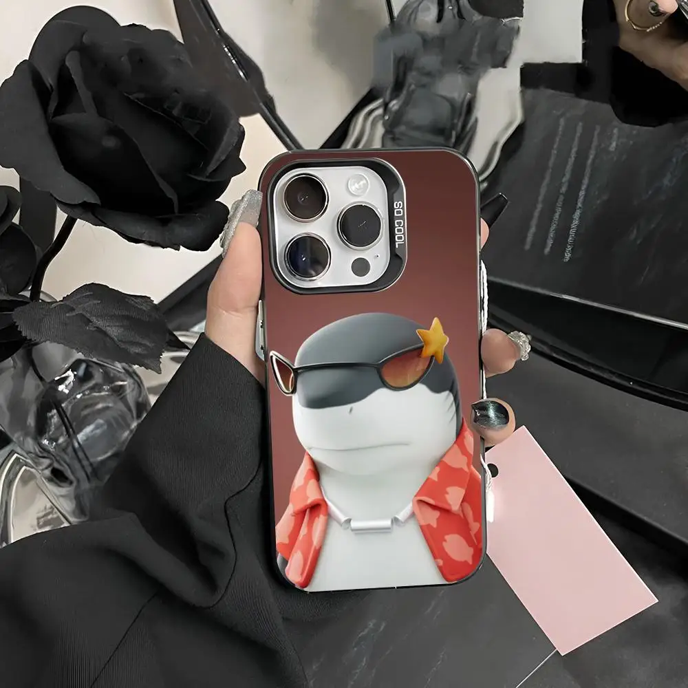 

Cartoon Personality Animals Phone Case Matte Colored Silver For iPhone 15 14 13 12 11 Pro Max Plus XS X Shockproof Hard Cover