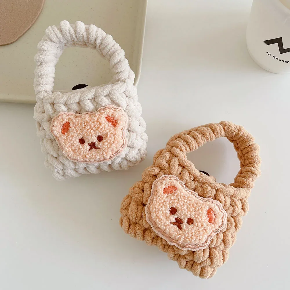 Plush Knitting Bear Bag Shell  For OPPO Enco Air 2i Earphone Case For OPPO BUDS 2 Fluffy Bluetooth Charging Box Cover