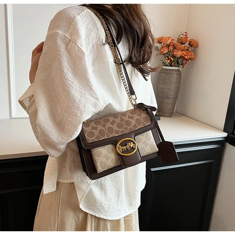 

Luxury Retro Women's Messenger Shoulder Bag Trendy Minimalist Square Handbag with Chain High-End Crossbody Portable Box Design