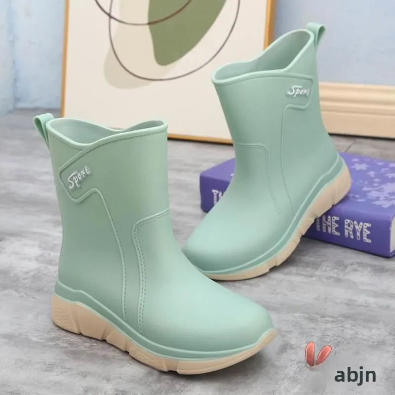 

Модные японские женские сапоги до середины икры с флисовой подкладкой, нескользящие водонепроницаемые ботинки для взрослых, для кухни и автомобиля