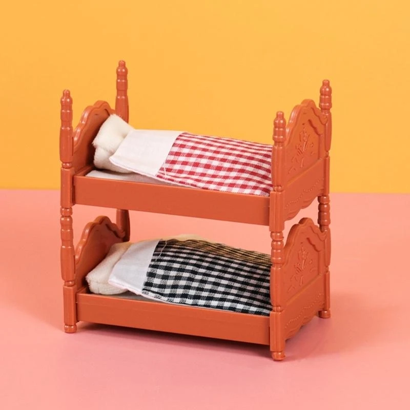 Mobili in miniatura per case delle bambole Letto a castello con Set camera da letto Letti matrimoniali Giocattolo 15UB