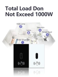 LOUYSGEN US Hand Wave Sensor Switch 1000W Infrared Motion Sensor Fashional 0 Contact Switch Neutral Wire Tempered Glass Panel