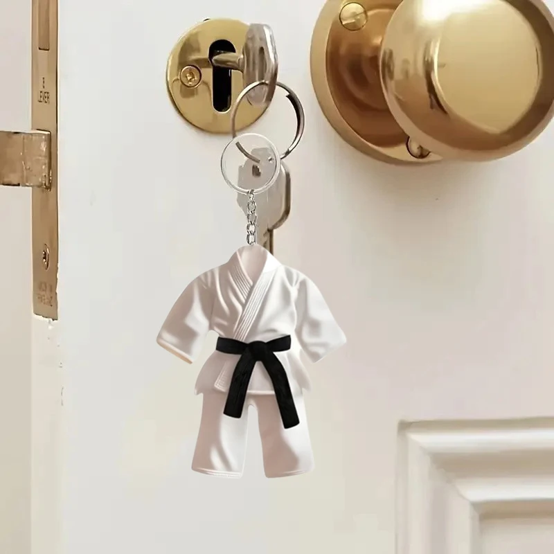

Niche Design Taekwondo Uniform Bag Pendant Fashionable Creative Flat 2d Car Keychain Pendant Personality Versatile Pendant Gifts