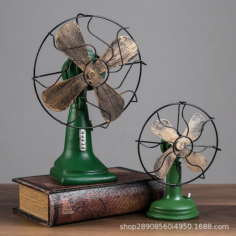 Coffee shop retro electric fan resin ornament electric fan model creative clothing store props window decorations