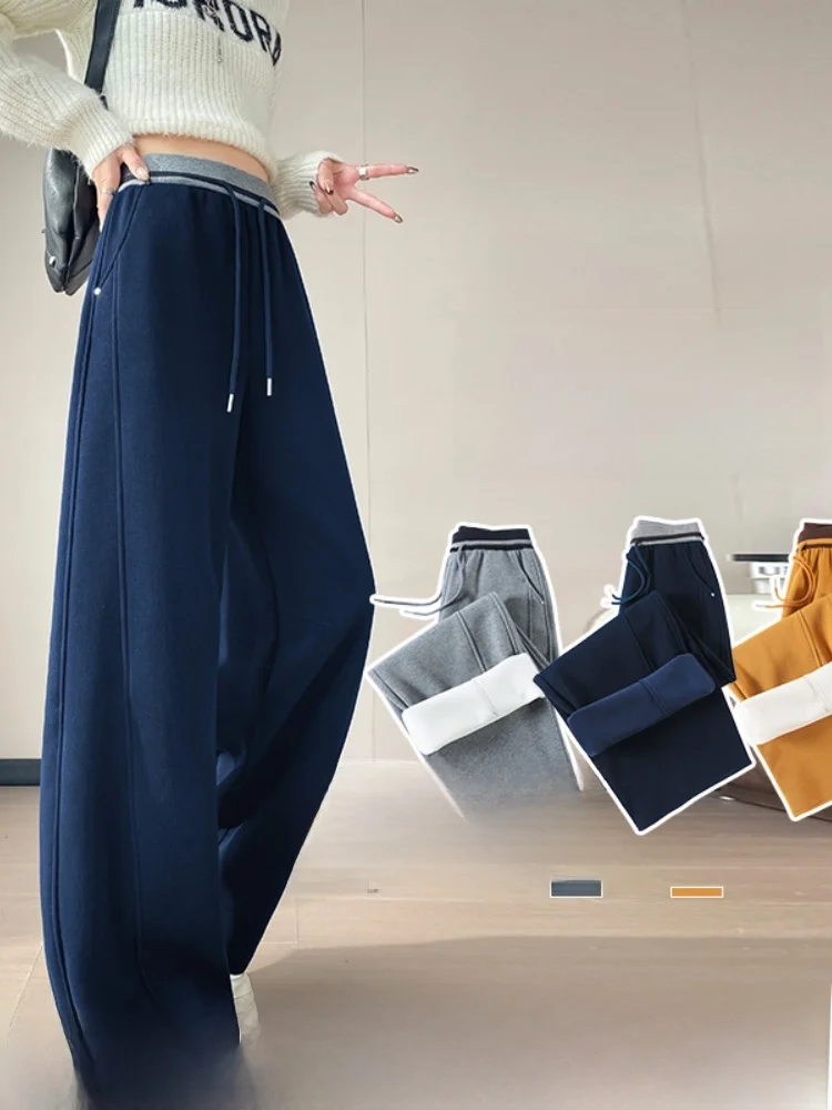 Thiened Fce Calça Esportiva Feminina Cintura Alta Perna Reta Calça Casual ket Detalhe Commute Sle Coreano Faion