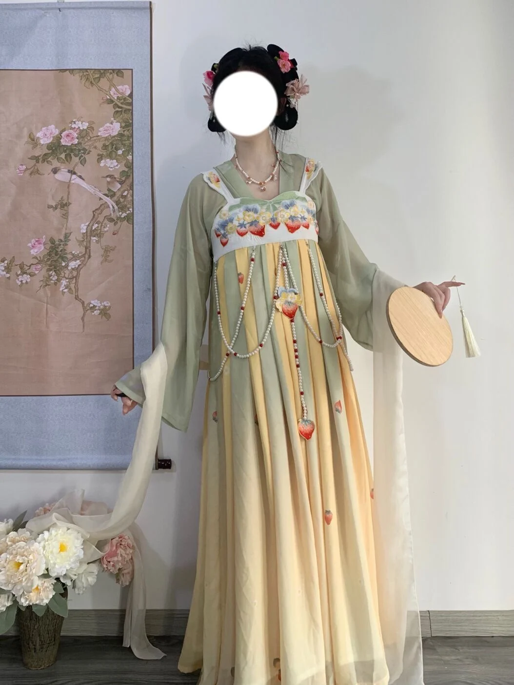 

JC04 2024 New Hanfu Women Chest Embroidery Han Element suit Spring and Summer National Style Shoulder Belt Ru Skirt Hanfu Style