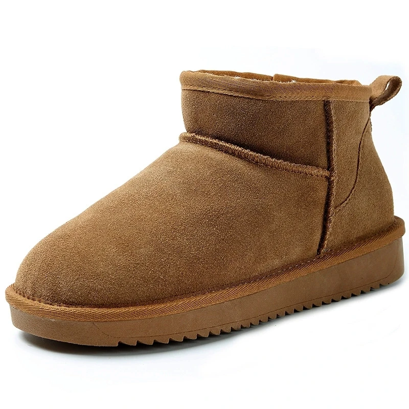 جديد 2025 حذاء نسائي شتوي صغير للغاية مصمم حذاء أسترالي ذو نعل سميك للجلد حذاء فرو الكاحل الدافئ حذاء فاخر