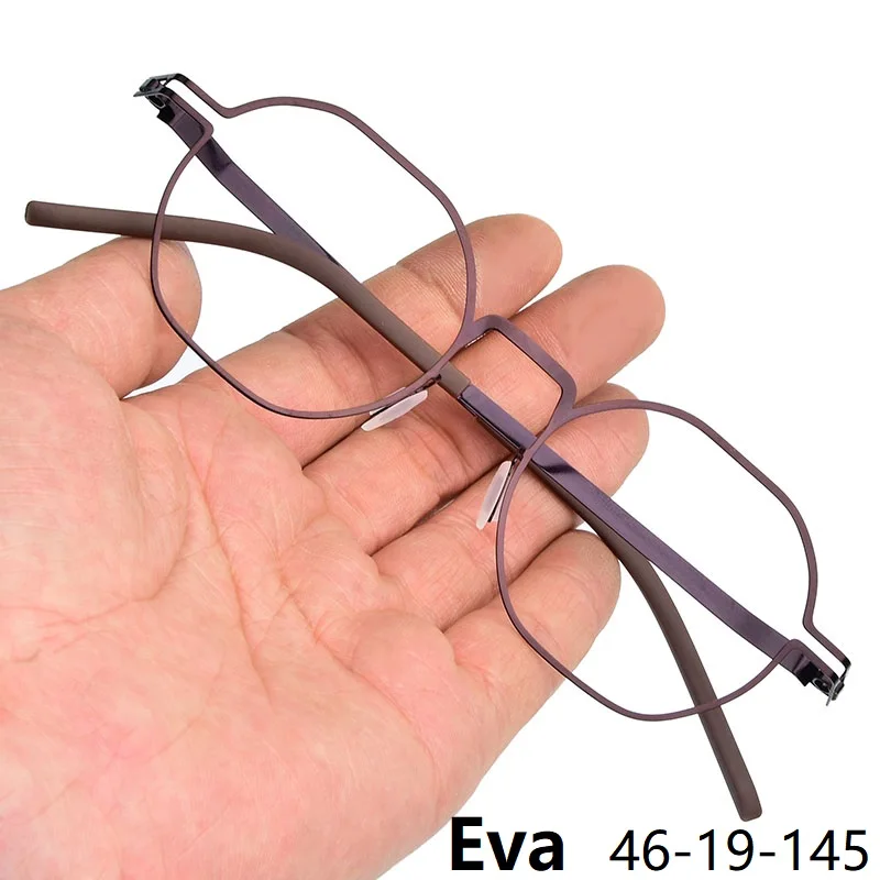 Handcraft Screwless Eyeglasses Metal Glasses Frame Ultra Light Thin 7g Eyewear Small Square Rim Blue Purple German Brand Design