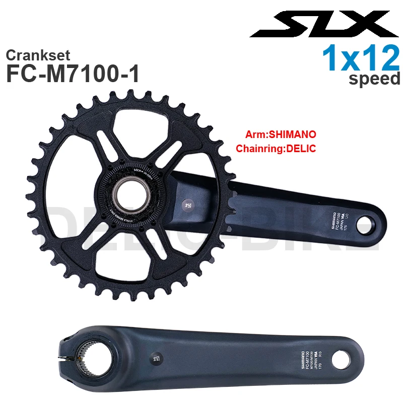 Shimano SLX M7100 1x12Speed Crankset FC-M7100 Original Arm with DELIC Chainring 30T 32T 34T 36T