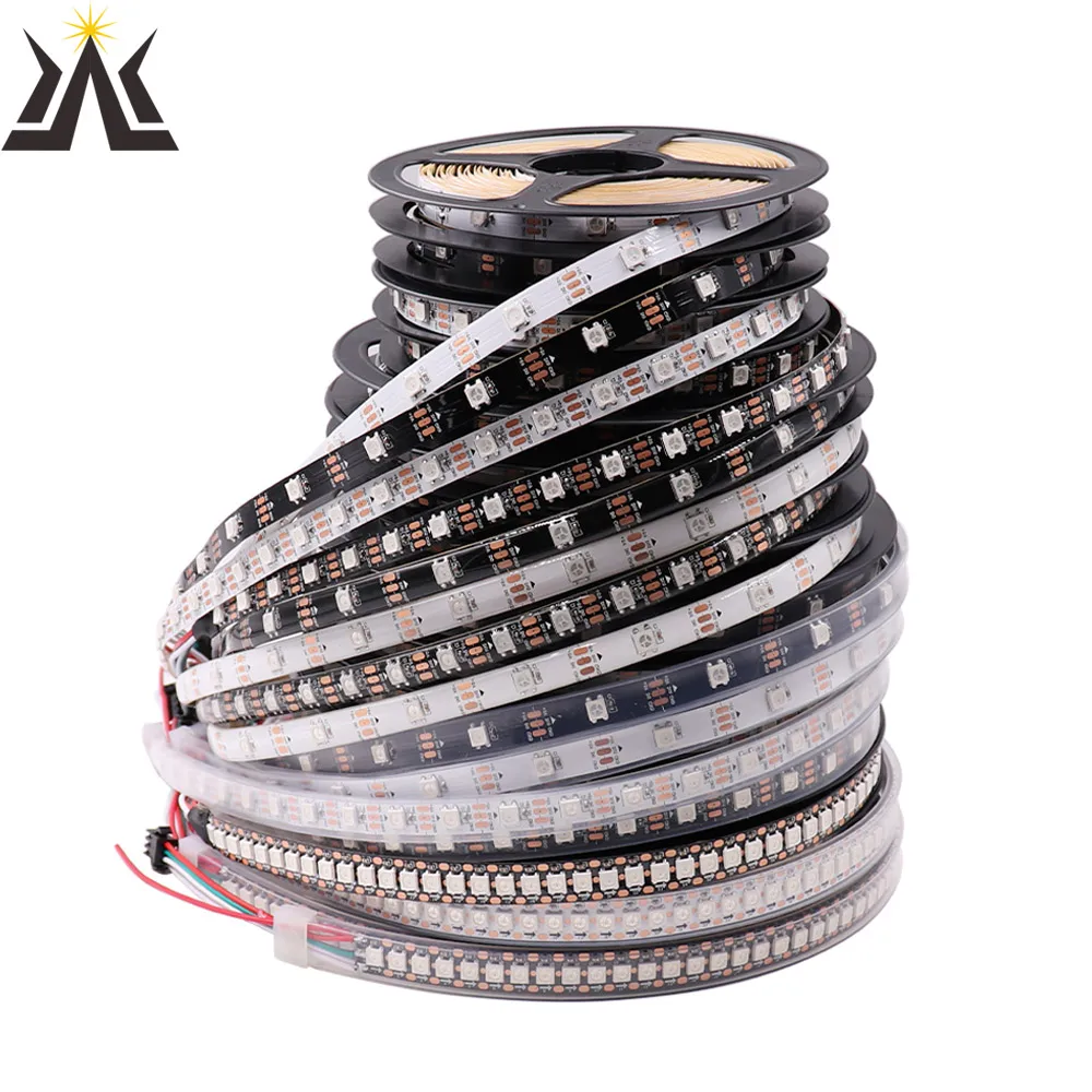 DC5V WS2812B Individually Addressable 5050 RGB Led Strip 30/60pixels Led Lights Strip Black White PCB IC IP30/65/67 Waterproof