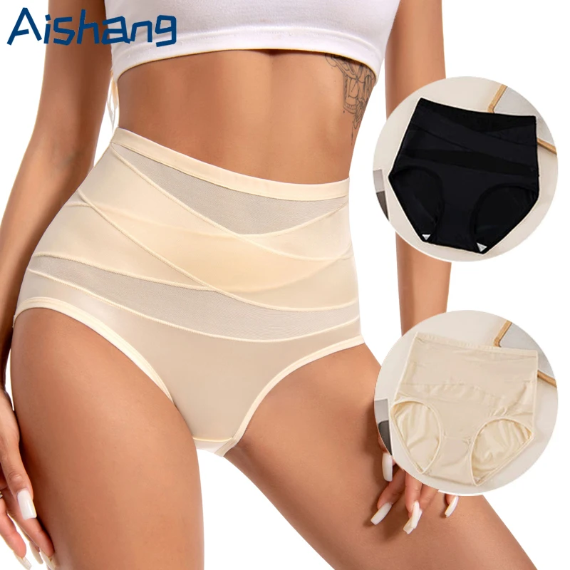 

Женские корректирующие трусики с высокой талией, дышащие сетчатые трусики с перекрестным животом, треугольные трусики без следов, женские трусики с подтяжкой живота, формирователь тела