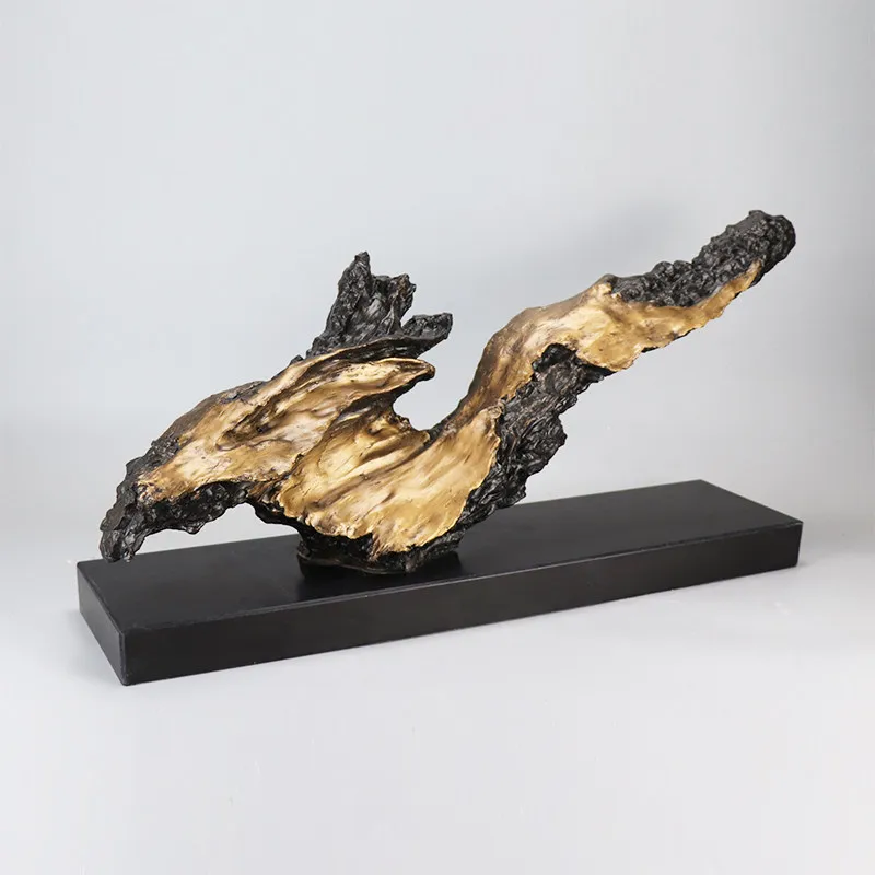 Modern new Chinese home decoration abstract tree roots rockery art sculpture ornament, resin snow mountain