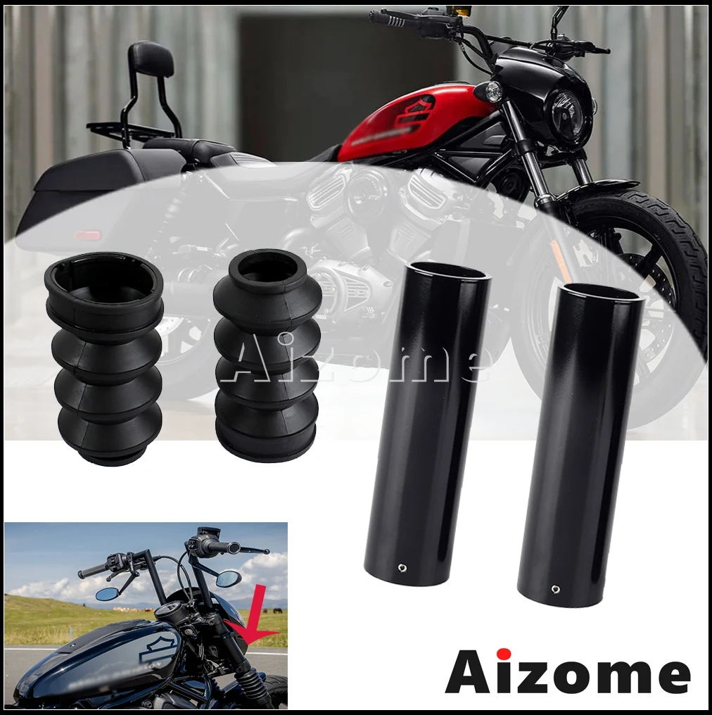 

Motorcycle Front Fork Cover Rubber Fork Guard Shock Absorber Protection For Harley Nightster 975 RH975 RH 975 RH-975 2022-2023