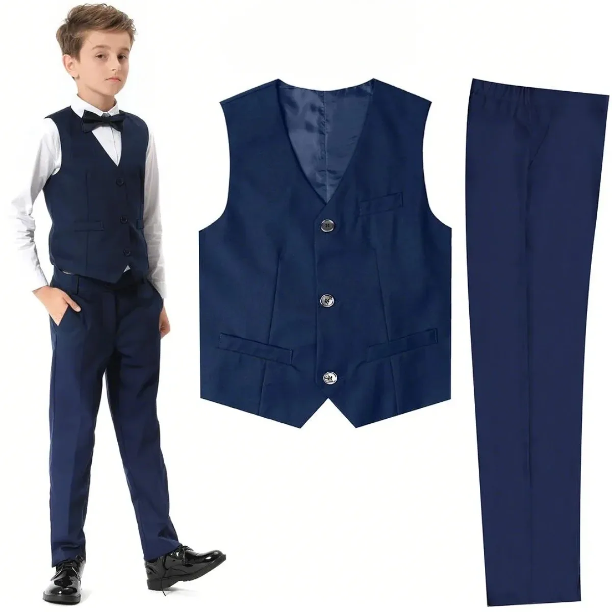 Boys Suit Wedding Kids Flower Formal Easter Child Party Ceremony Birthday Costume Photography with Vest Pants Clothes 5PCS