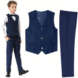 Boys Suit Wedding Kids Flower Formal Easter Child Party Ceremony Birthday Costume Photography with Vest Pants Clothes
