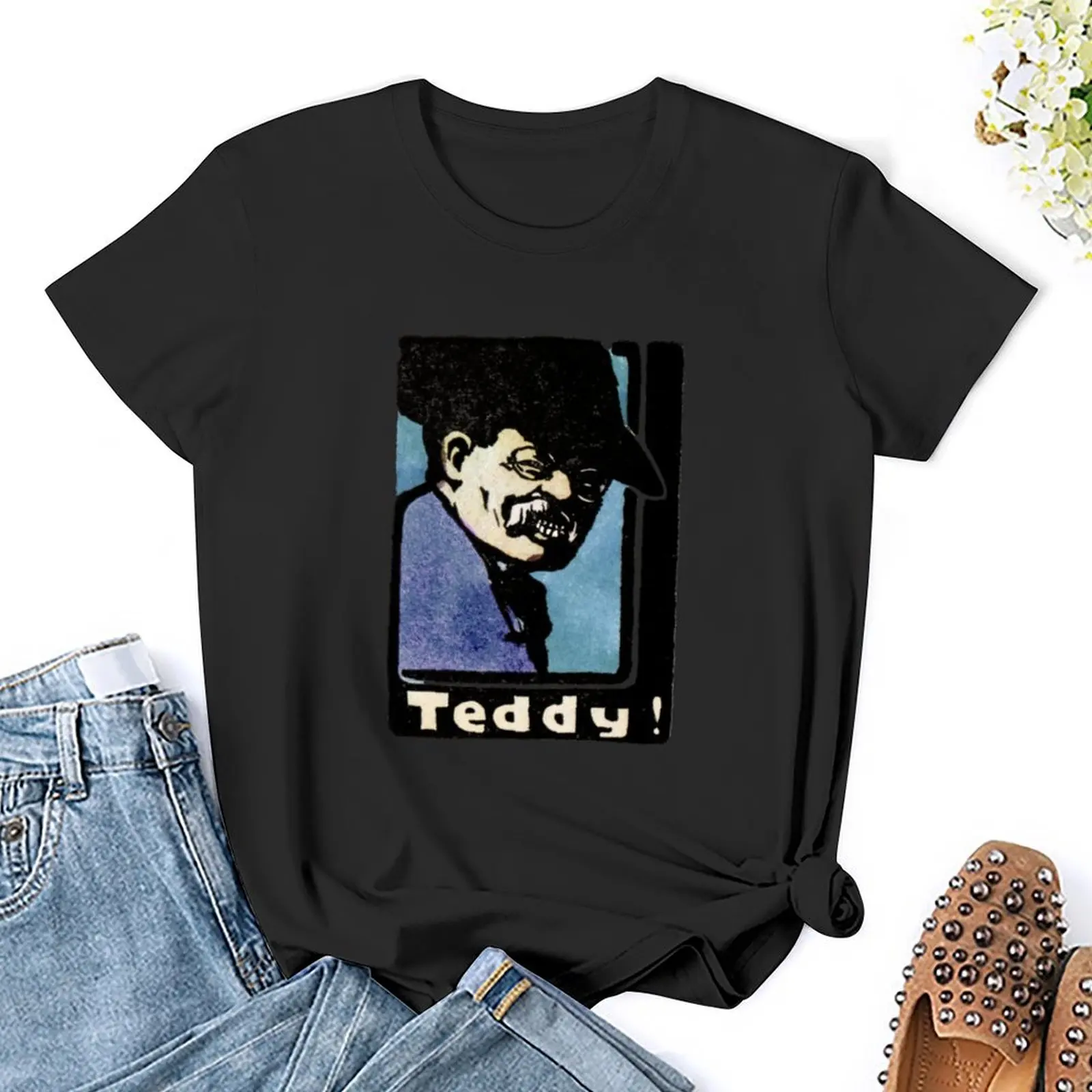 1902 Teddy Roosevelt T-Shirt animal print shirt for girls oversized t-shirt dress for Women long