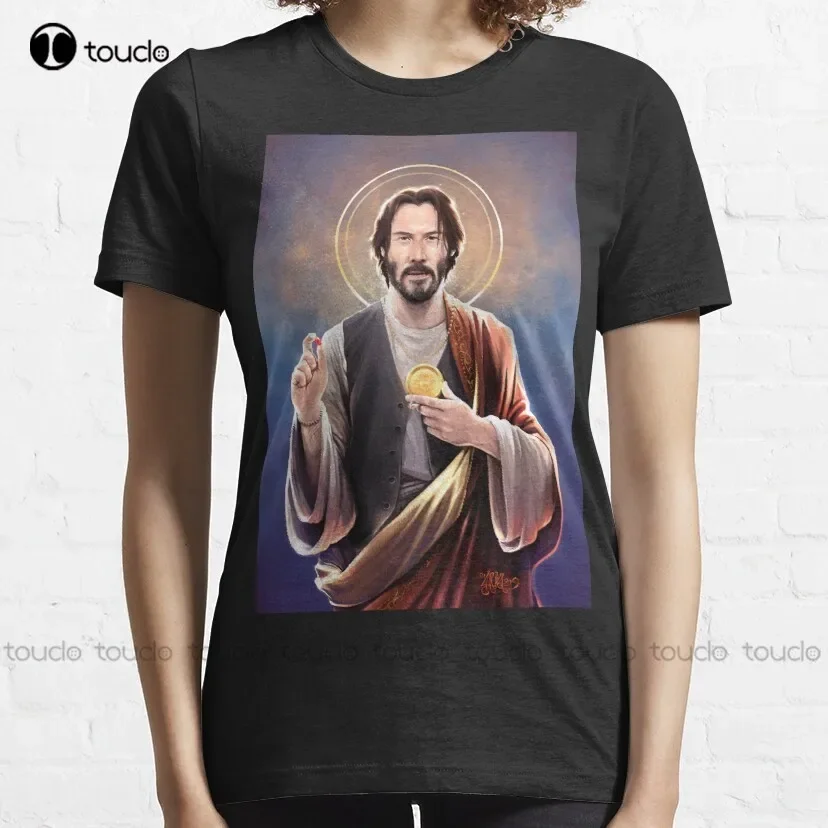 Keanu Reeves - Saint Keanu Of Reeves T-Shirt T Shirt Women Custom Aldult Teen Unisex Digital Printing Tee Shirt Xs-5Xl New